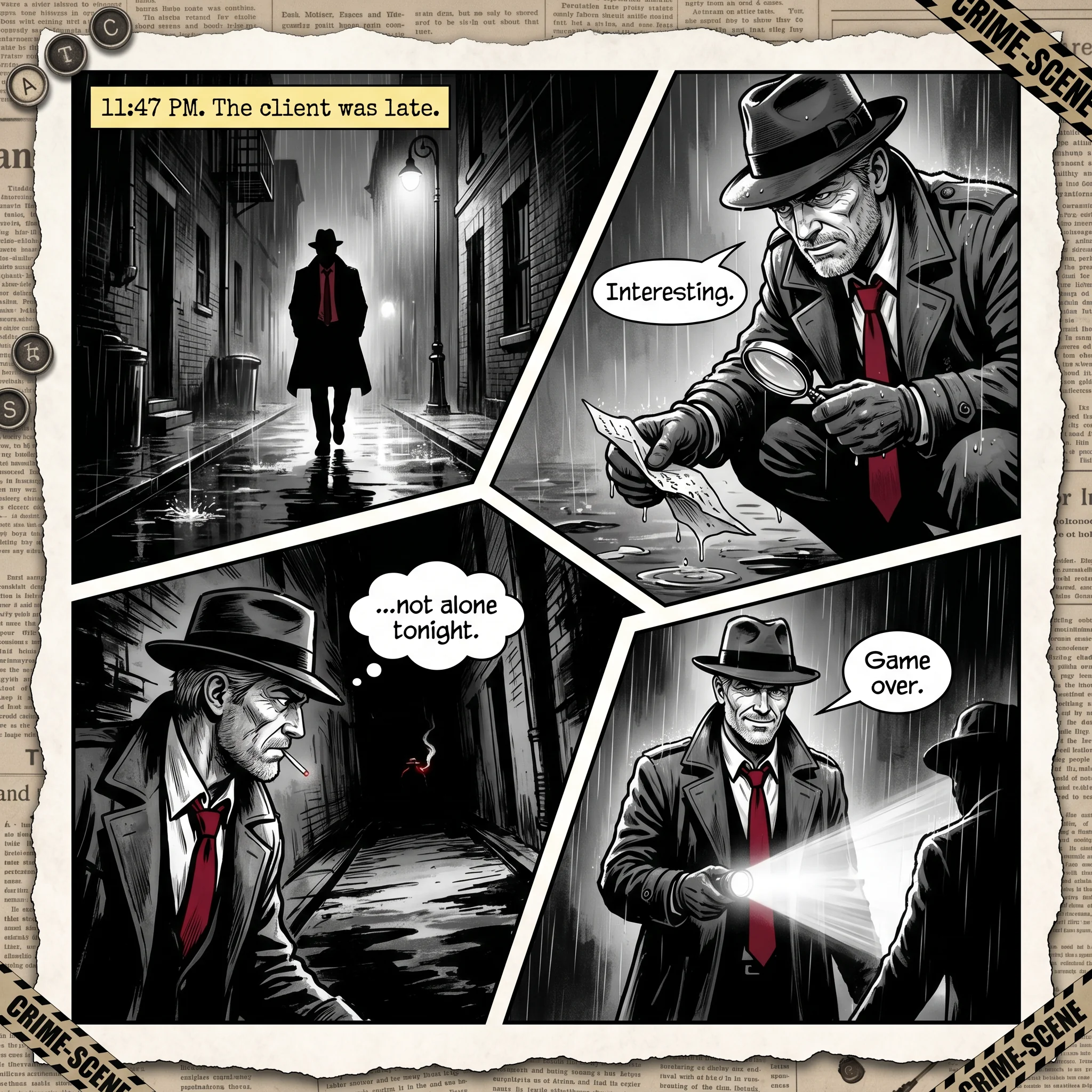 Noir detective comic portrait by community creator