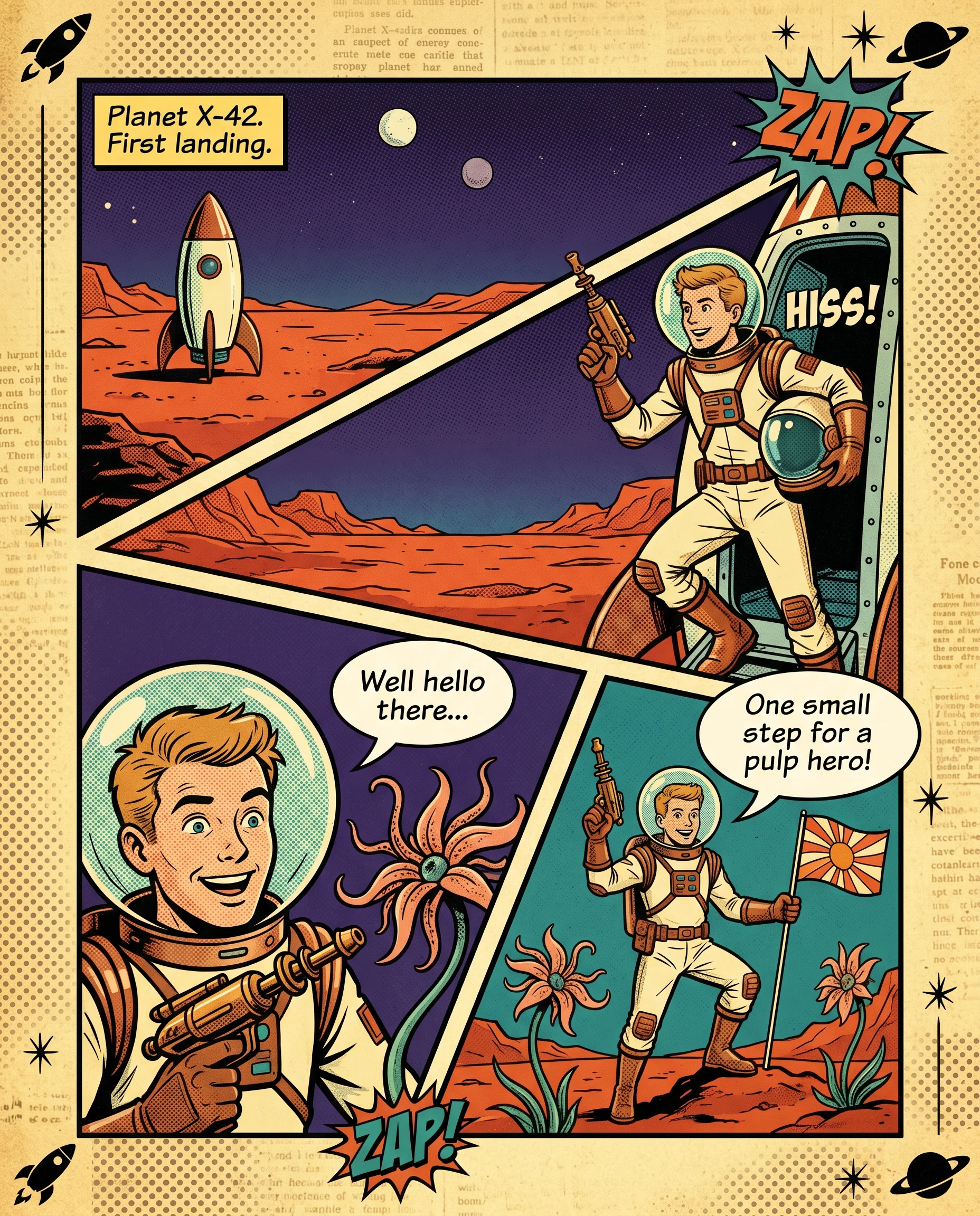 Retro space pulp sci-fi illustration by community creator