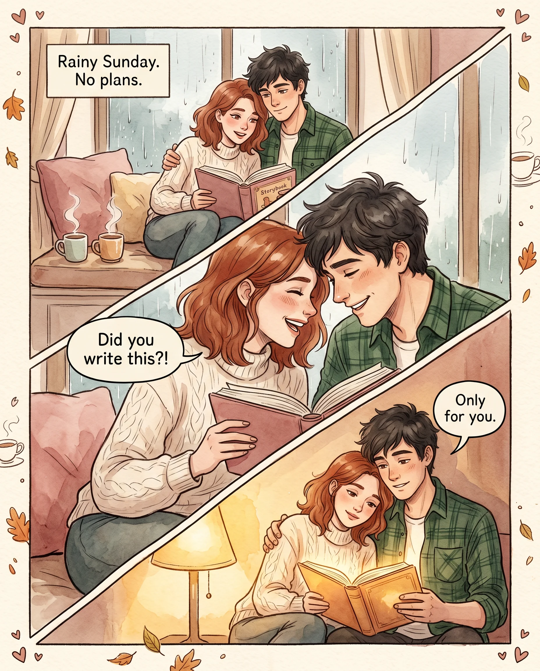 Romantic couple watercolor storybook scene by community creator