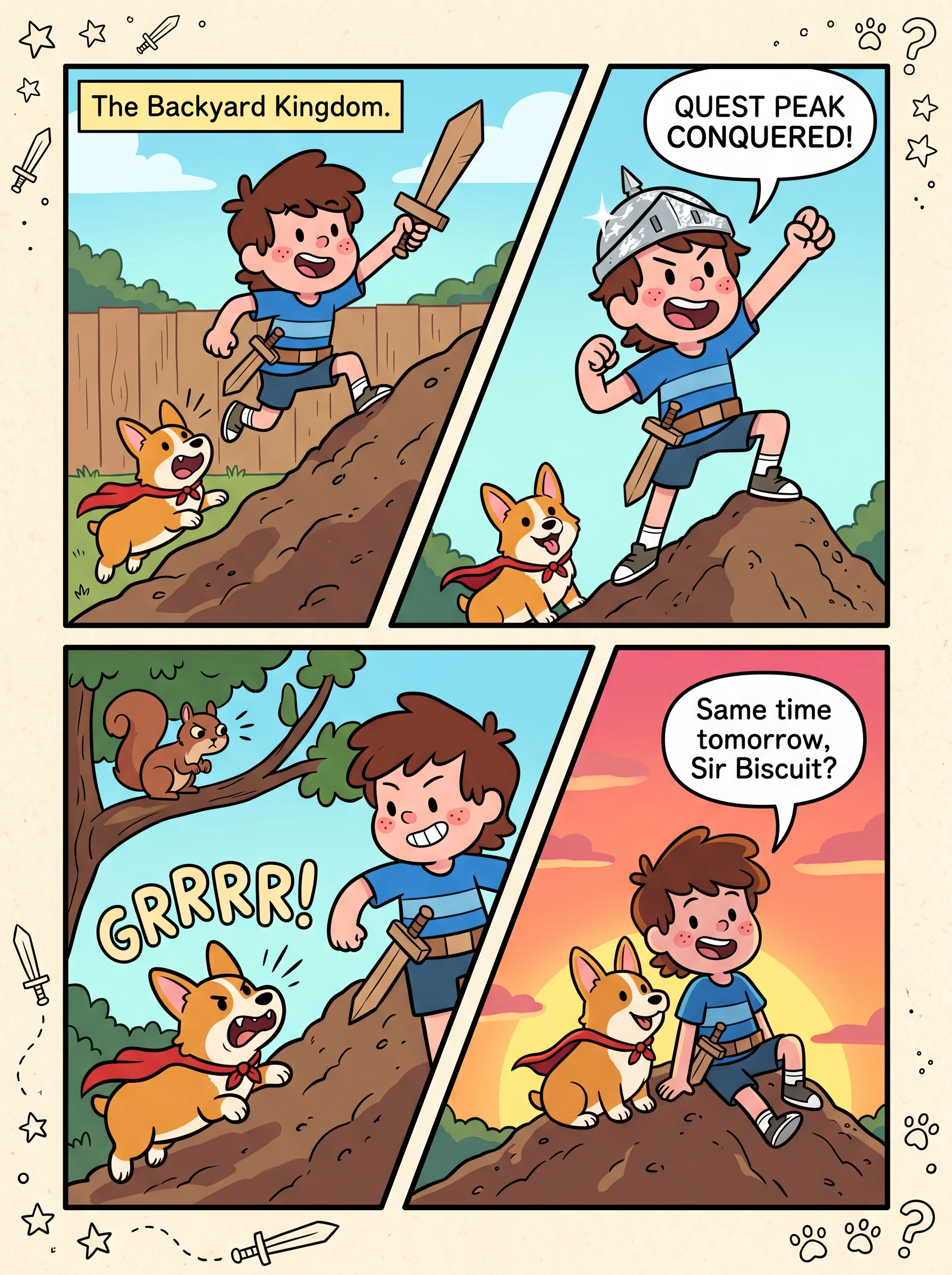 Kid backyard quest cartoon scene by community creator
