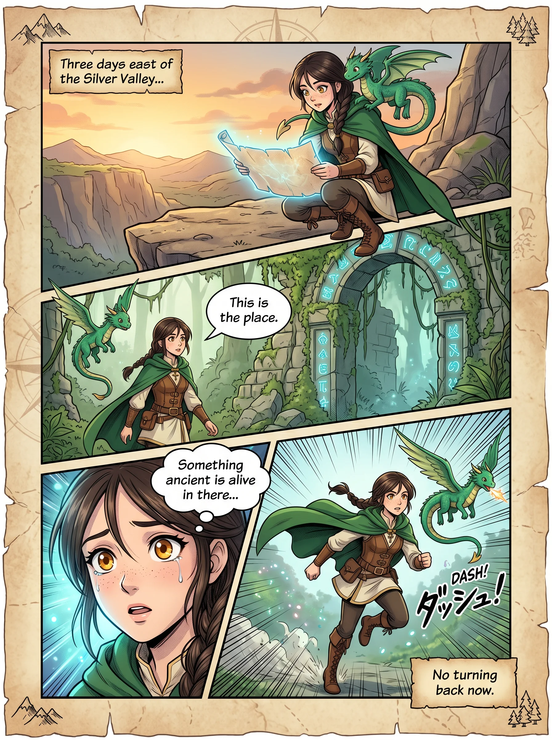 Manga adventure comic page — AI generated with iCartoon